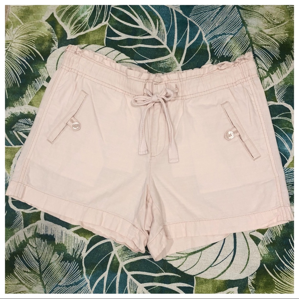 LOFT Baby Pink Linen Blend Drawstring Shorts SZ 6